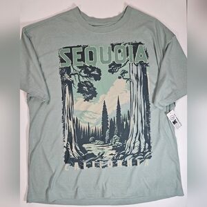 Mad Engine Graphic T-Shirt Mens XXL Green Sequoia California Outdoor Theme‎
